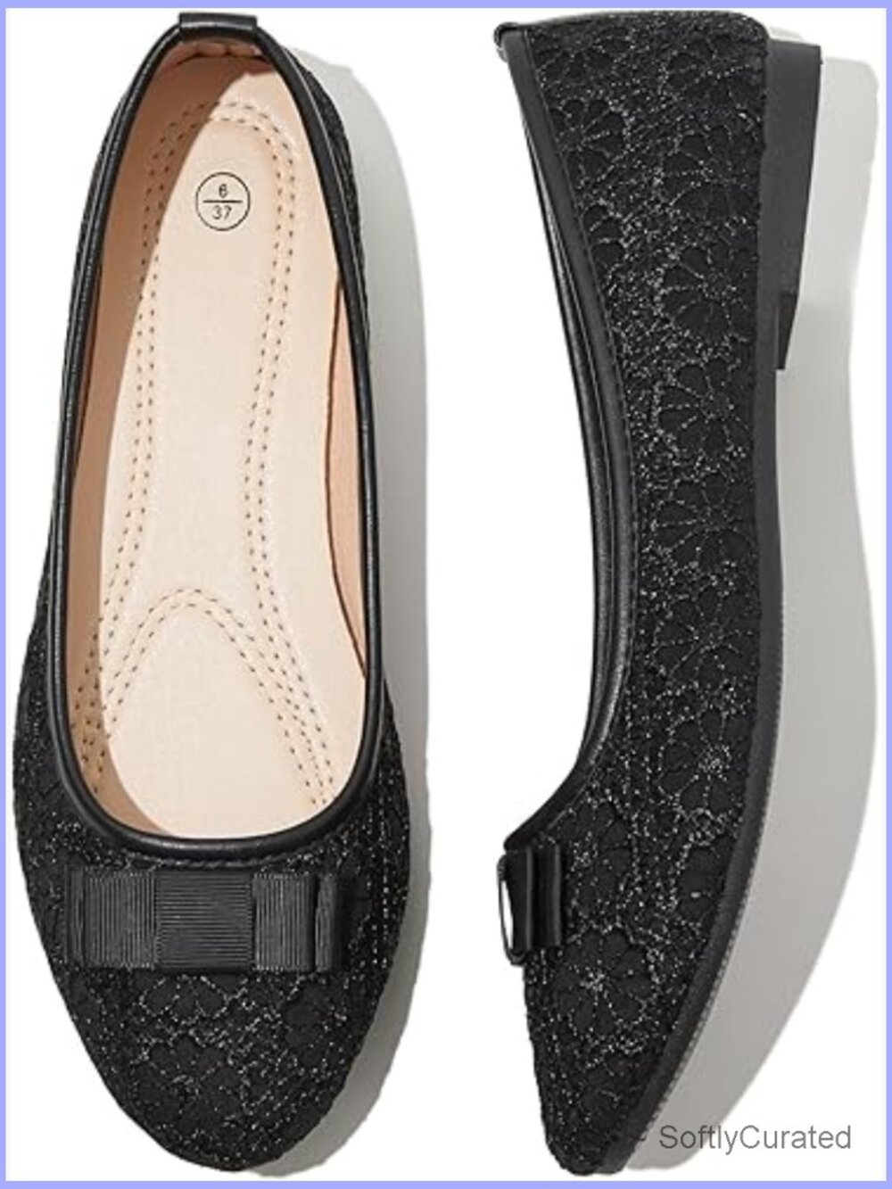 Lace Ballet Flats Slip On Wedding Office Comfortable Padded Insole